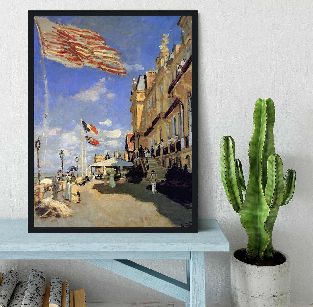 Hotel de Roches Noires a Trouville by Monet Framed Print - Canvas Art Rocks - 2