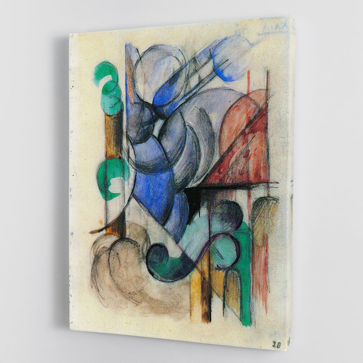 House in abstract landscape by Franz Marc Canvas Print or Poster - Canvas Art Rocks - 1