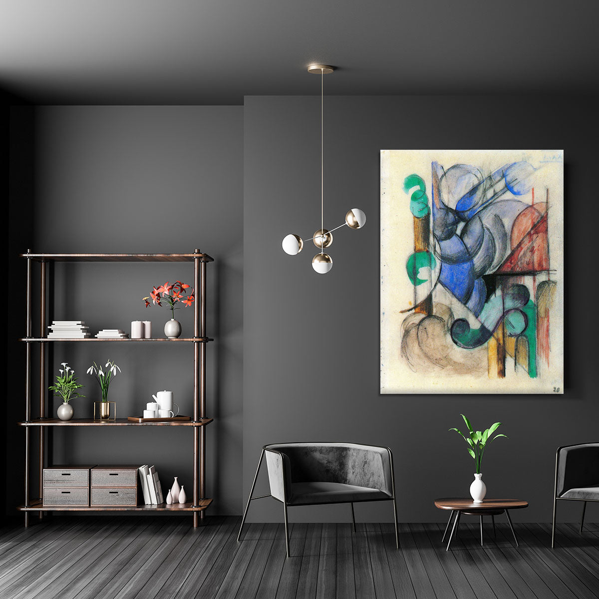 House in abstract landscape by Franz Marc Canvas Print or Poster - Canvas Art Rocks - 5