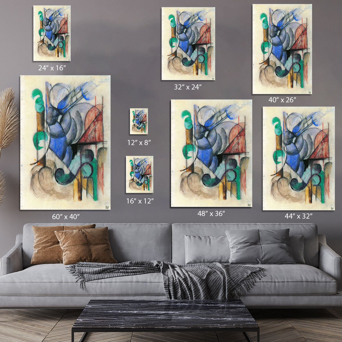 House in abstract landscape by Franz Marc Canvas Print or Poster - Canvas Art Rocks - 7