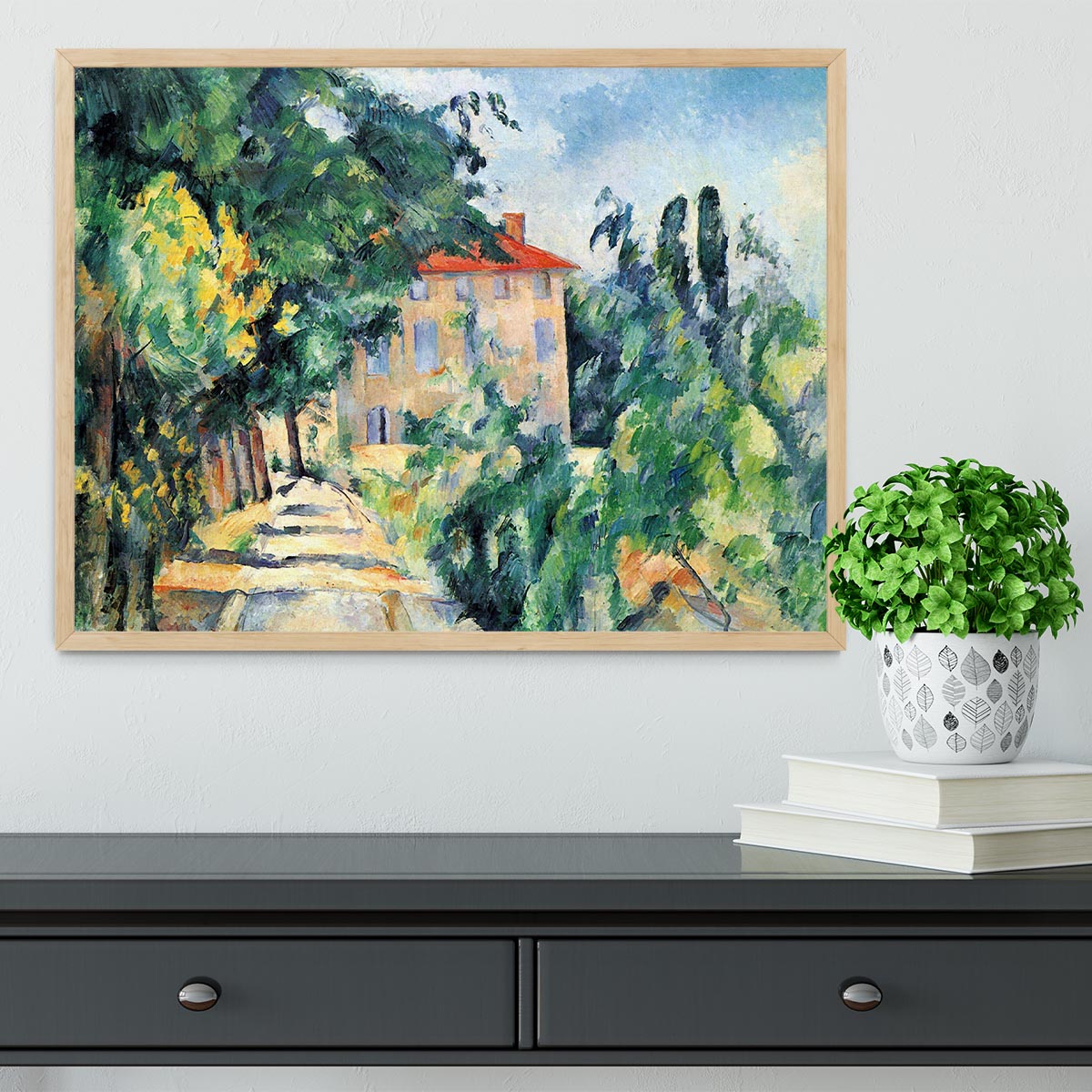 House with Red Roof by Cezanne Framed Print - Canvas Art Rocks - 4