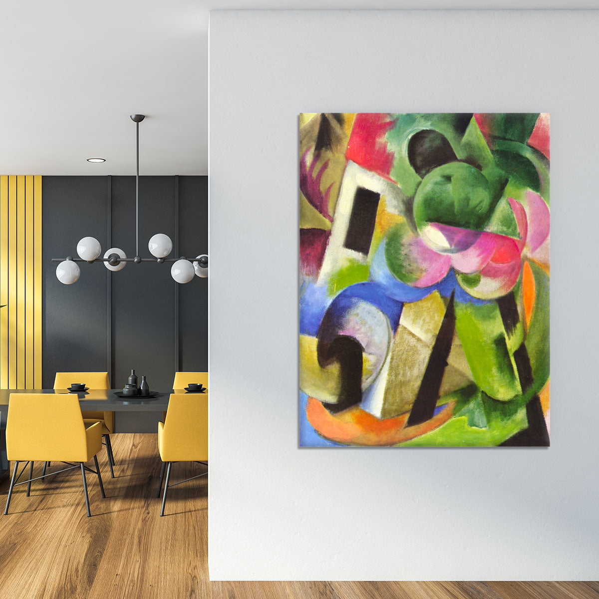 House with trees by Franz Marc Canvas Print or Poster - Canvas Art Rocks - 4