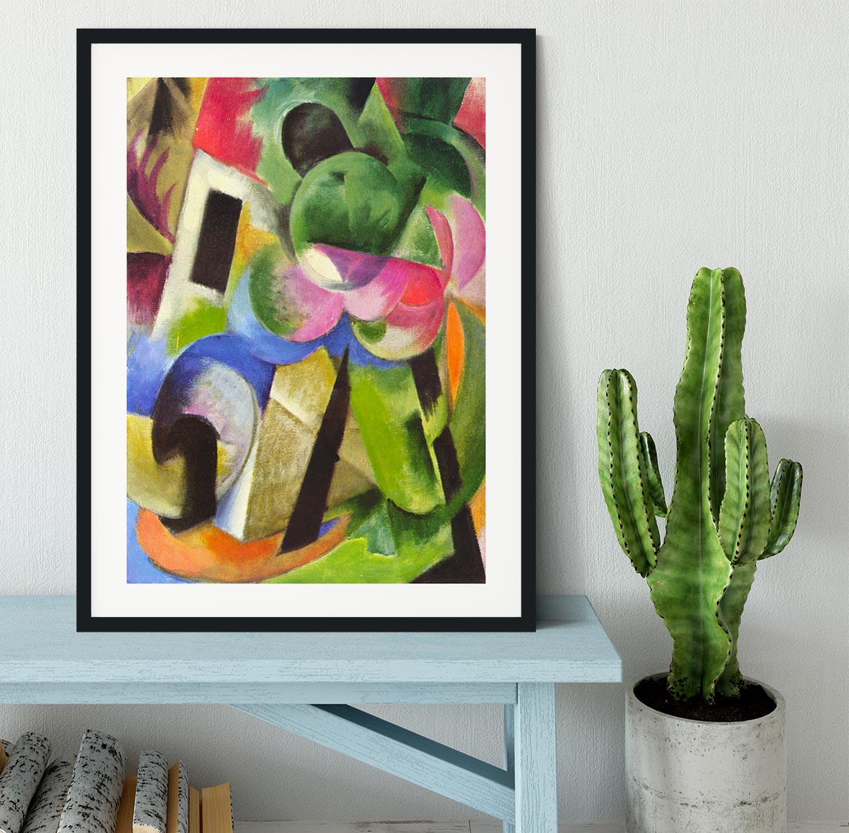 House with trees by Franz Marc Framed Print - Canvas Art Rocks - 1