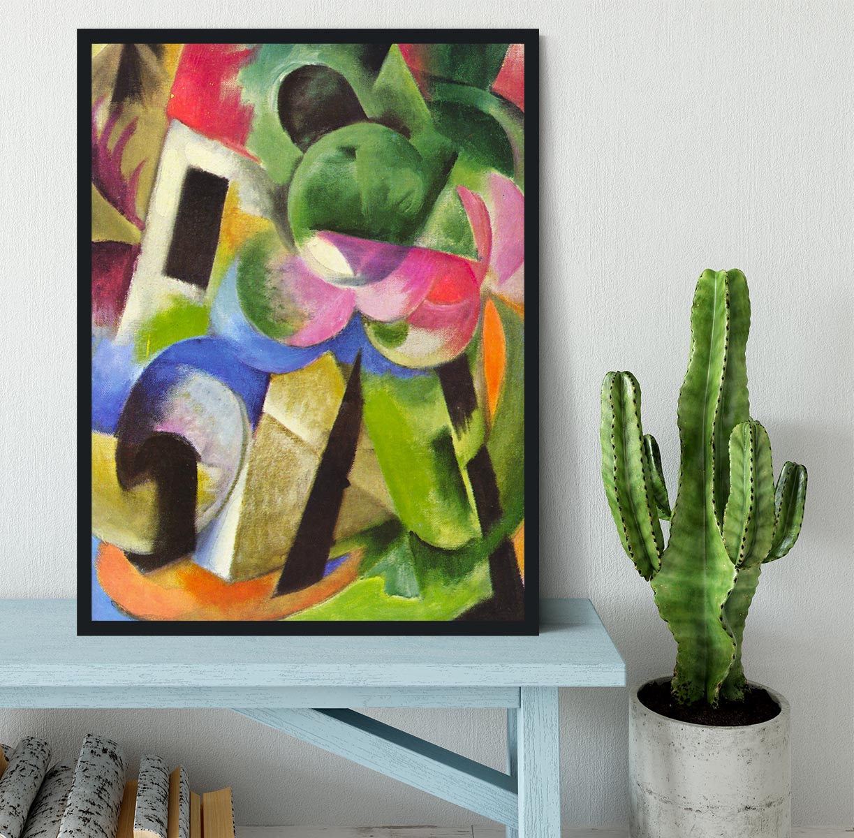 House with trees by Franz Marc Framed Print - Canvas Art Rocks - 2