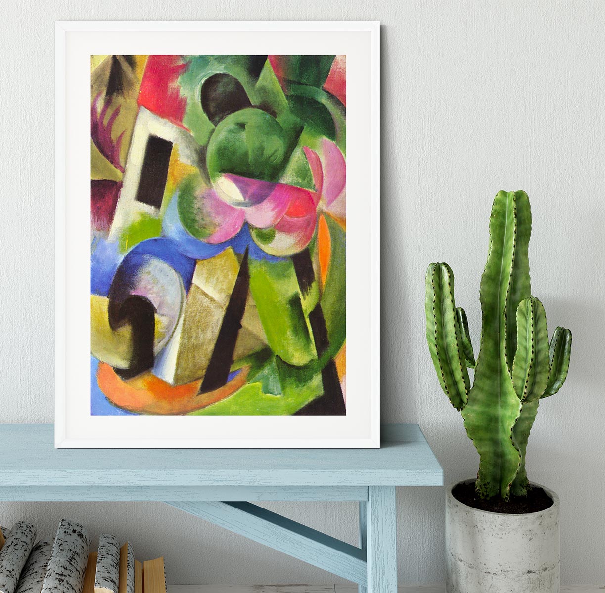 House with trees by Franz Marc Framed Print - Canvas Art Rocks - 5