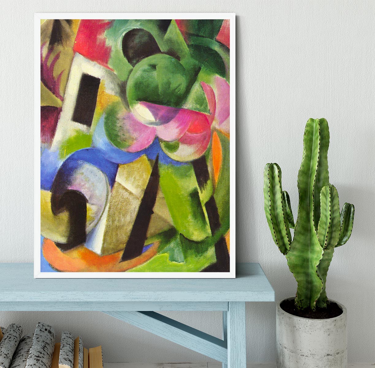 House with trees by Franz Marc Framed Print - Canvas Art Rocks -6