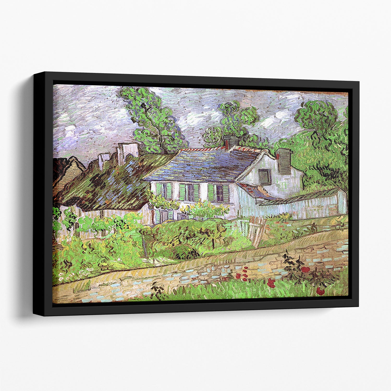 Houses in Auvers 2 by Van Gogh Floating Framed Canvas