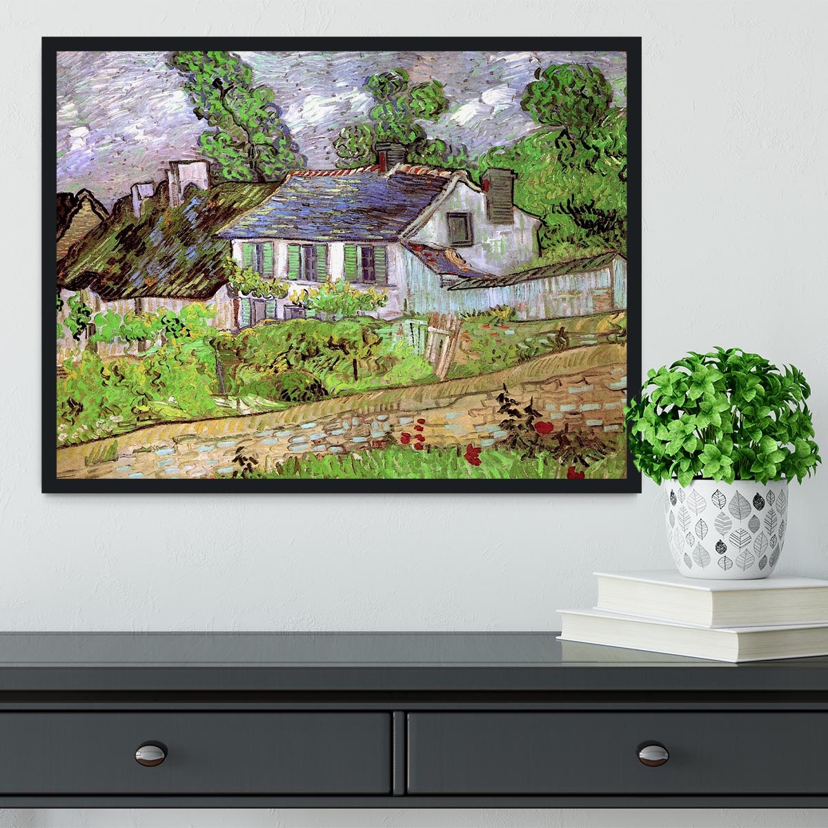Houses in Auvers 2 by Van Gogh Framed Print - Canvas Art Rocks - 2