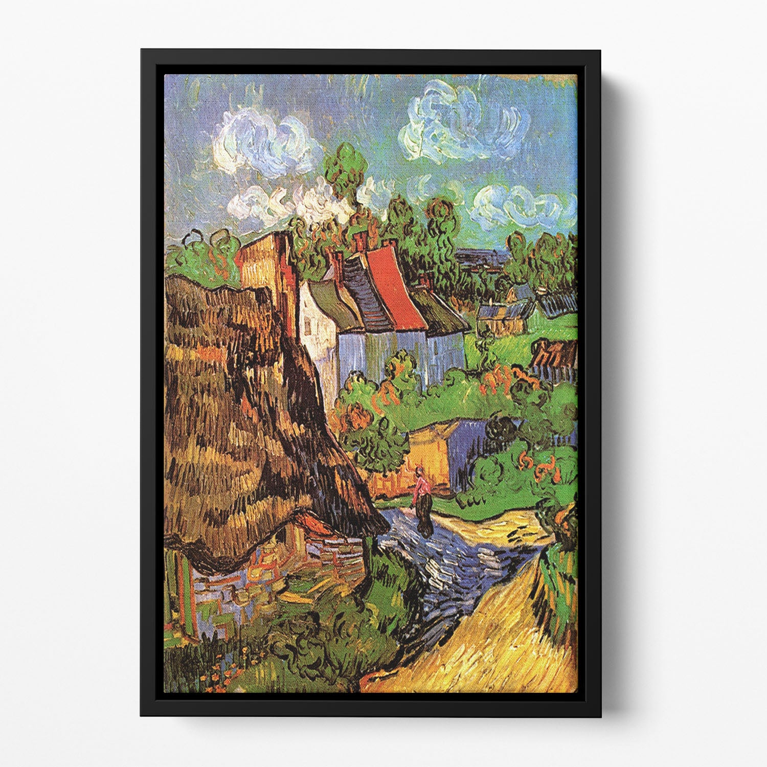Houses in Auvers by Van Gogh Floating Framed Canvas