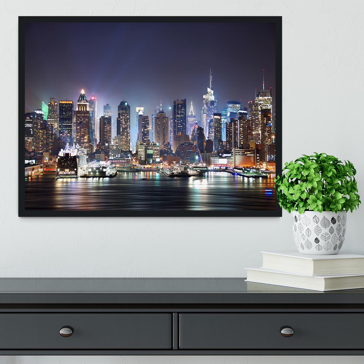 Hudson River with refelctions Framed Print - Canvas Art Rocks - 2