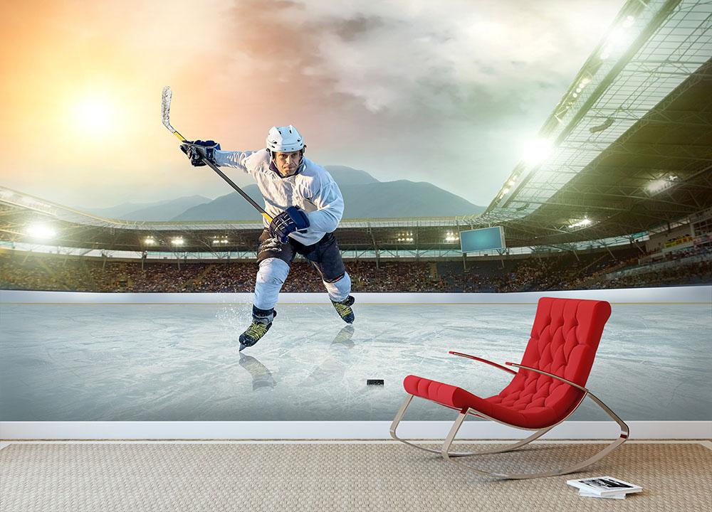 Ice hockey in Open stadium Wall Mural Wallpaper - Canvas Art Rocks - 2