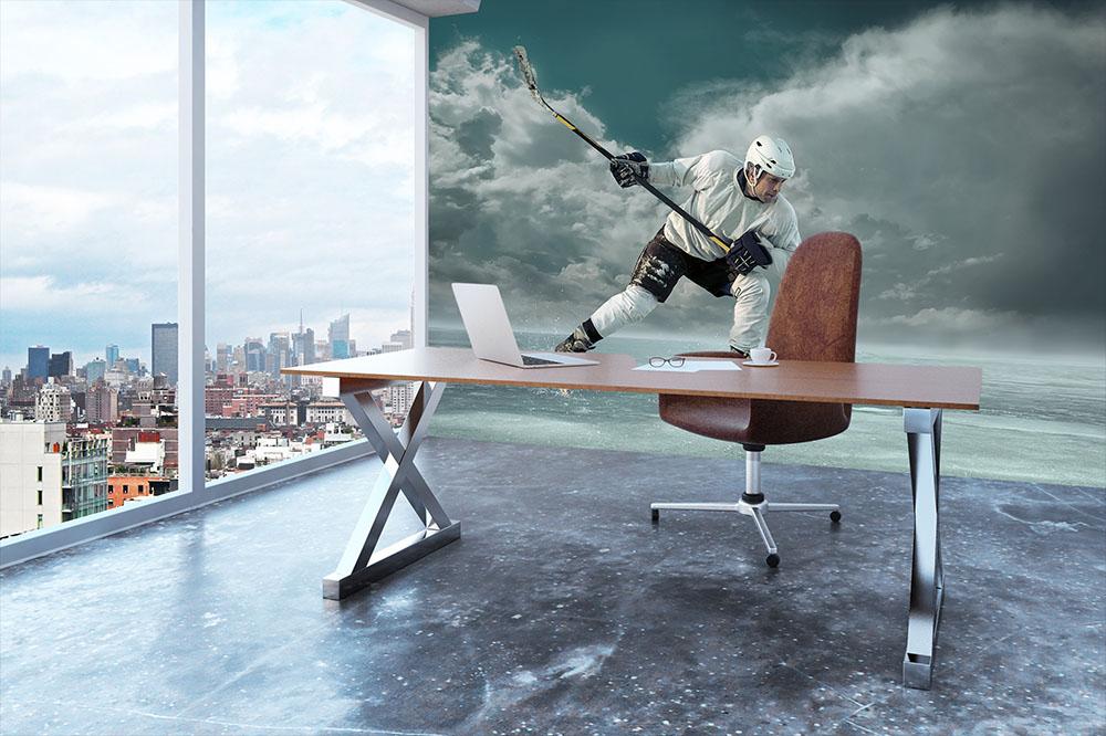 Ice hockey player in action Wall Mural Wallpaper - Canvas Art Rocks - 3