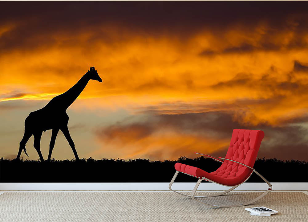 Idyllic african wildlife silhouette Wall Mural Wallpaper - Canvas Art Rocks - 2