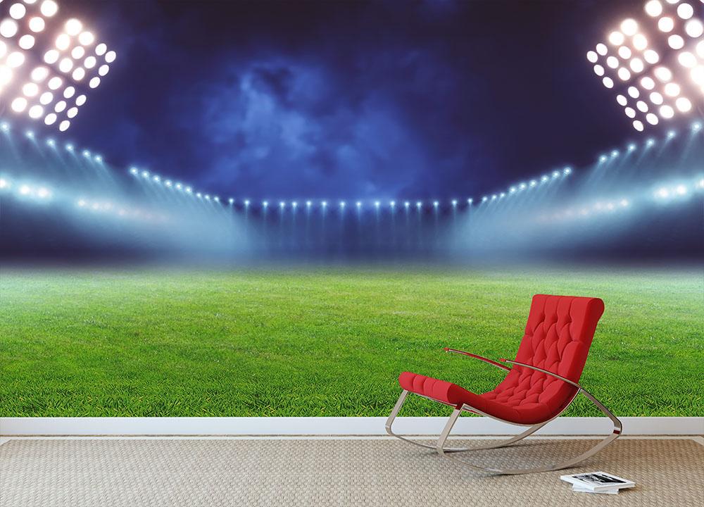Illuminated football ground Wall Mural Wallpaper - Canvas Art Rocks - 2