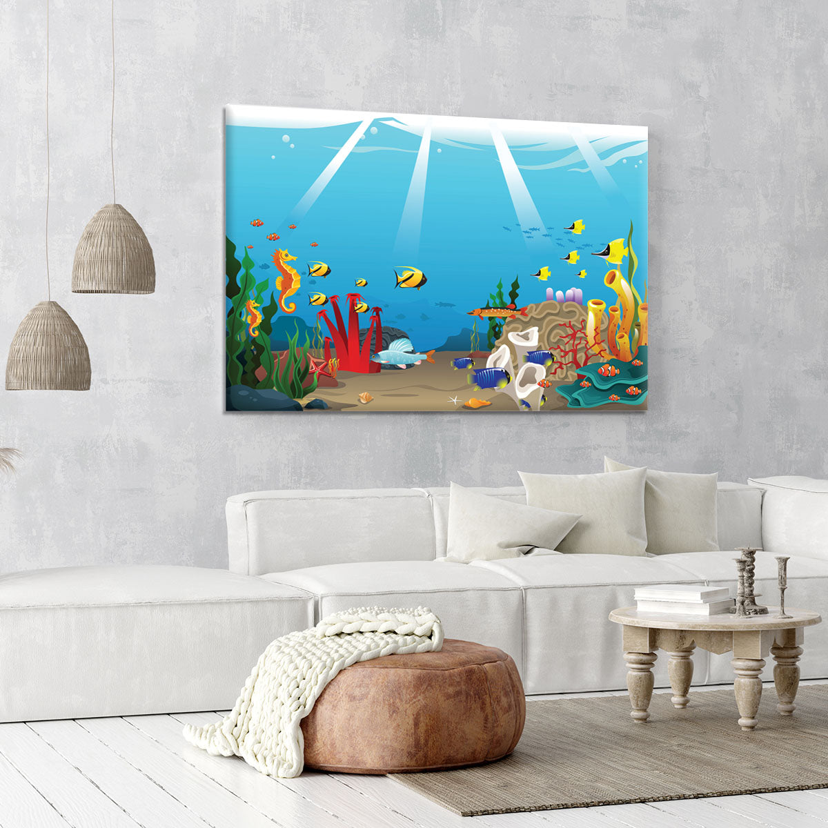 Illustration of marine life design Canvas Print or Poster - Canvas Art Rocks - 6