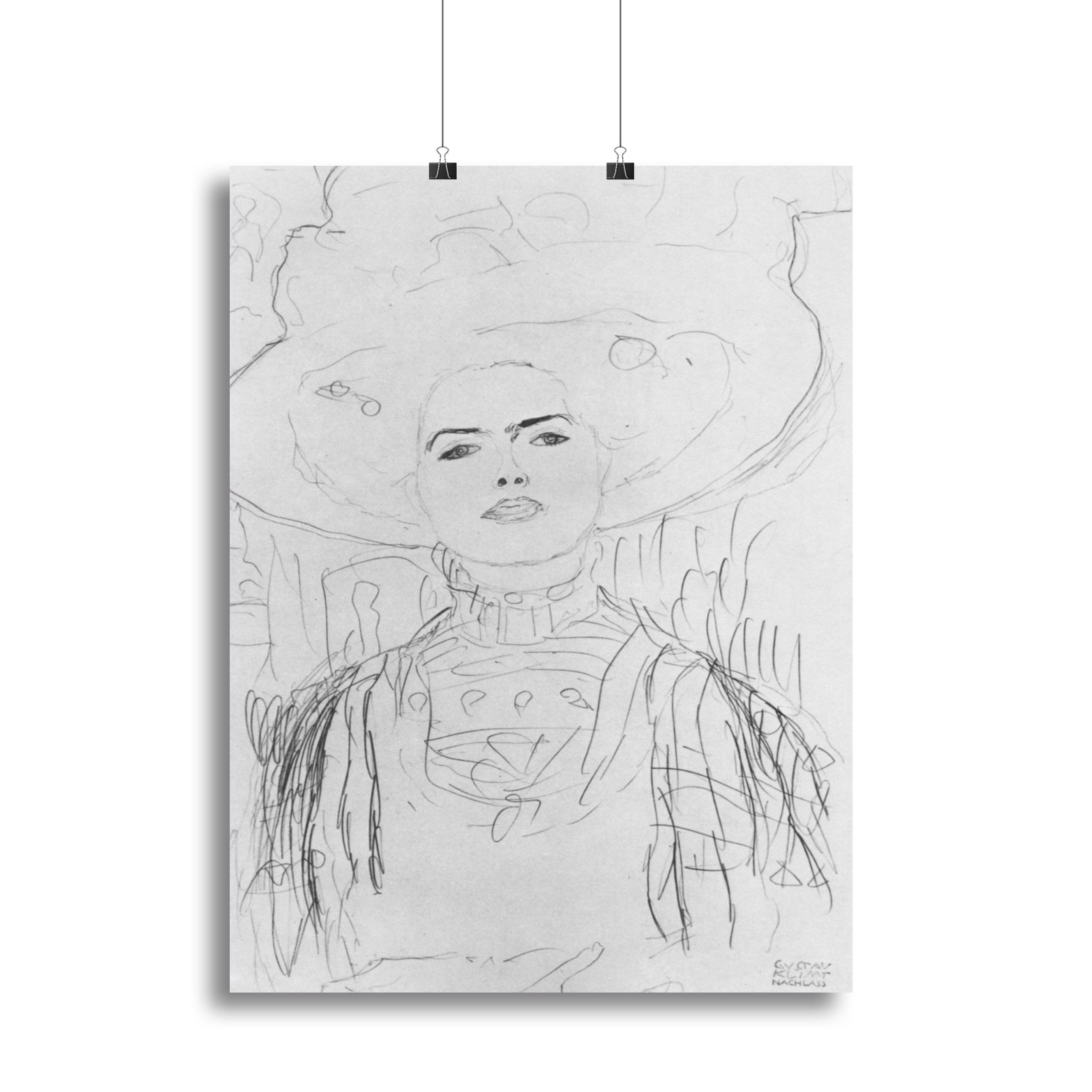 Image of a girl with a big hat by Klimt Canvas Print or Poster - Canvas Art Rocks - 2