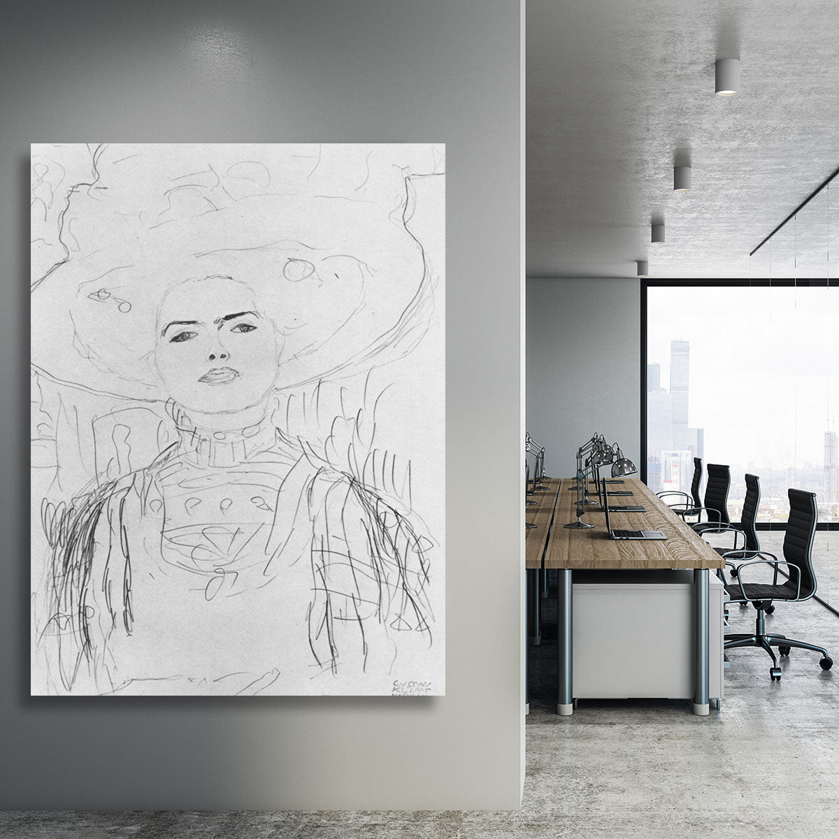 Image of a girl with a big hat by Klimt Canvas Print or Poster - Canvas Art Rocks - 3