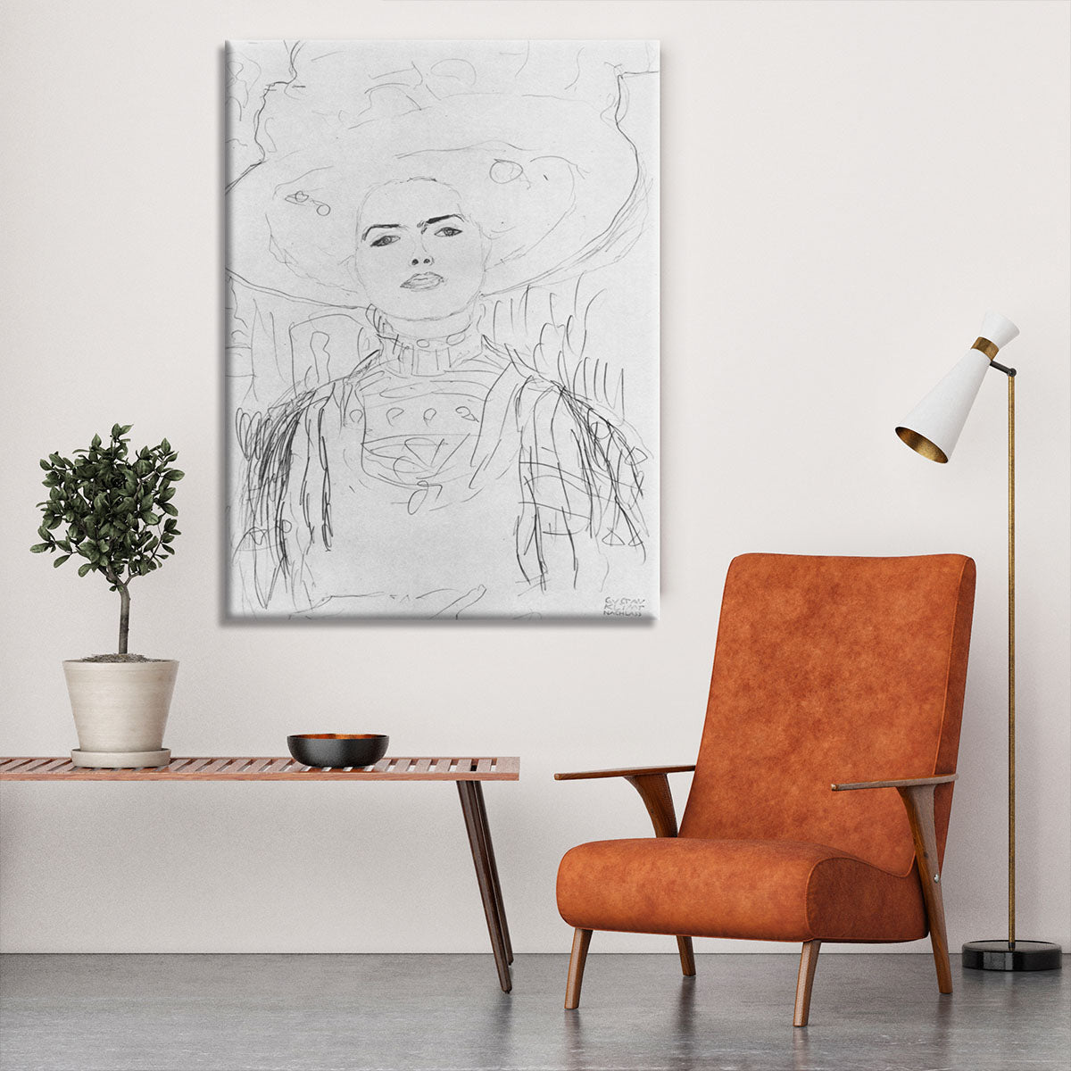 Image of a girl with a big hat by Klimt Canvas Print or Poster - Canvas Art Rocks - 6