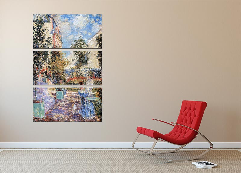 In a French garden by Hassam 3 Split Panel Canvas Print - Canvas Art Rocks - 2