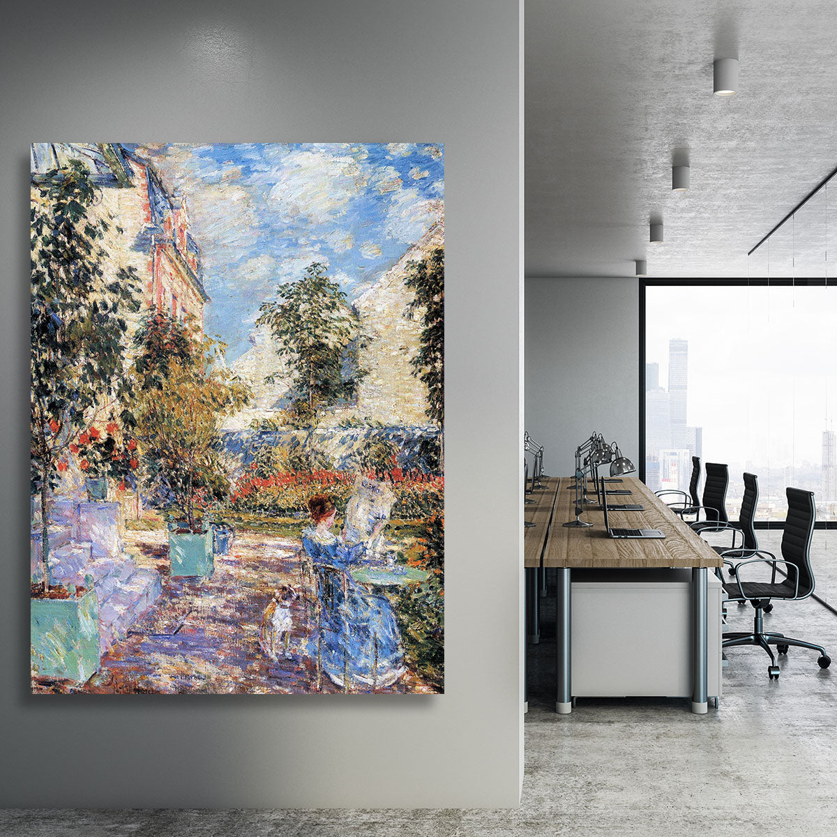 In a French garden by Hassam Canvas Print or Poster - Canvas Art Rocks - 3