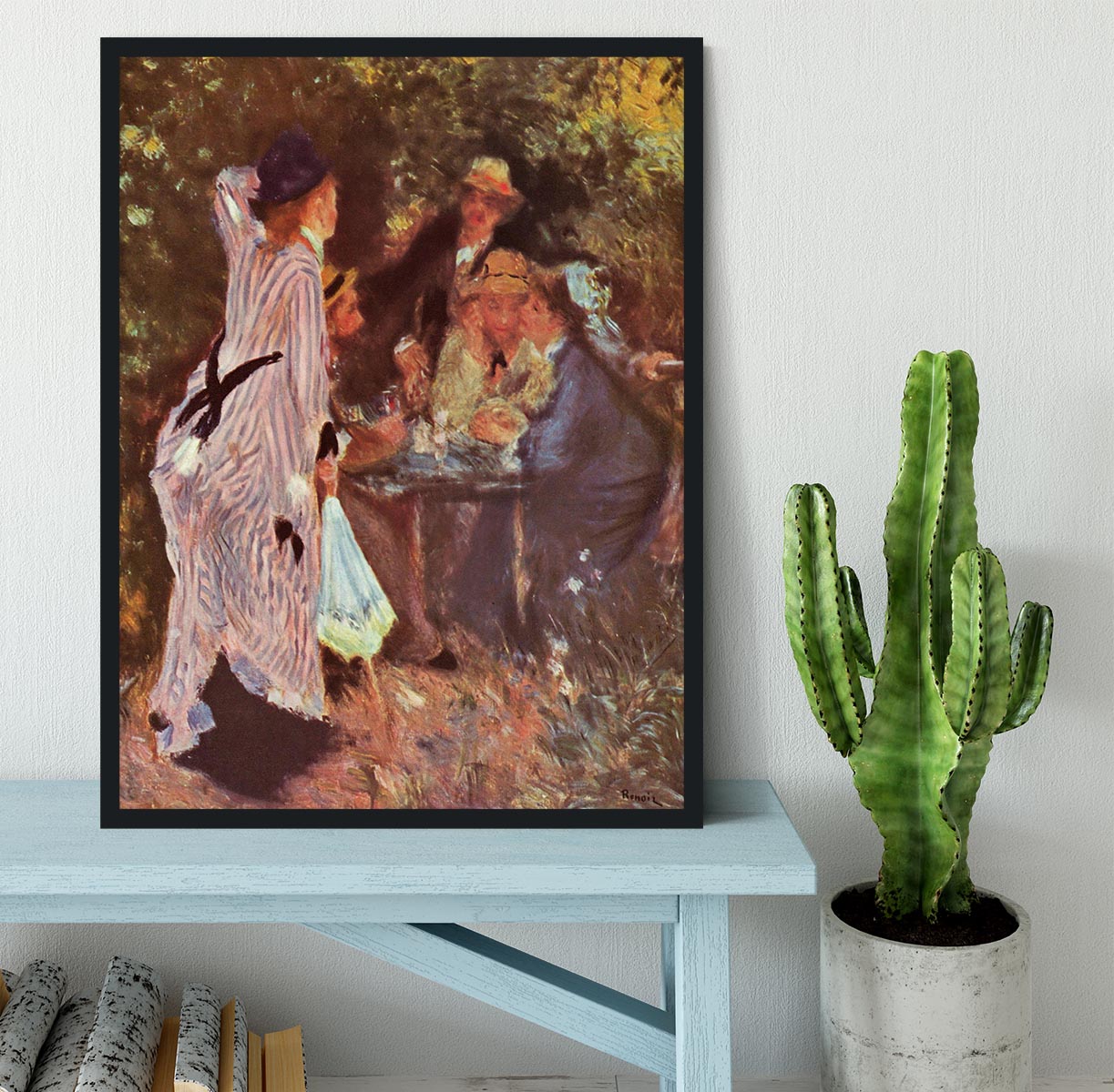 In the Garden in the garden bower of Moulin de la Galette by Renoir Framed Print - Canvas Art Rocks - 2