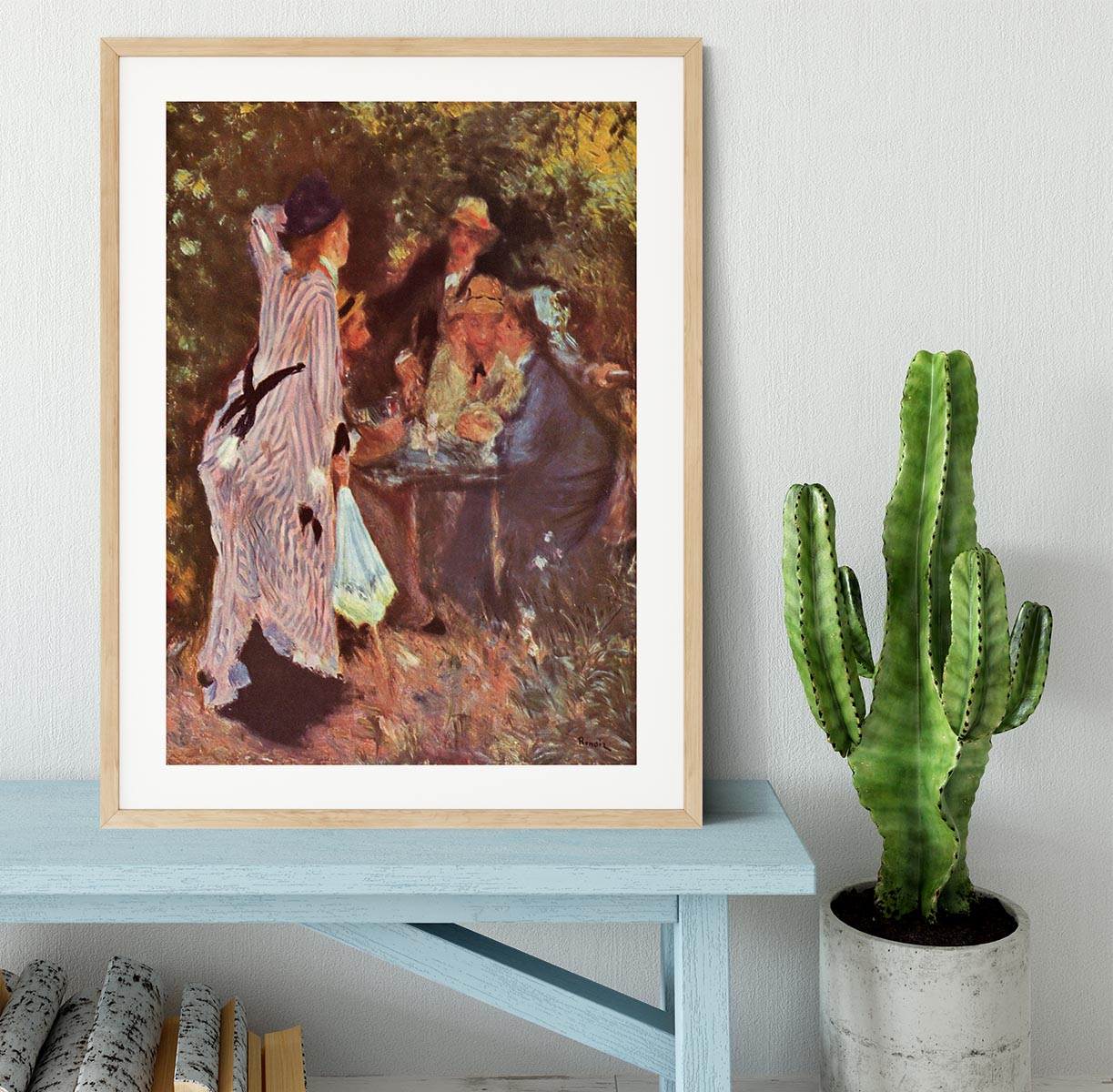 In the Garden in the garden bower of Moulin de la Galette by Renoir Framed Print - Canvas Art Rocks - 3