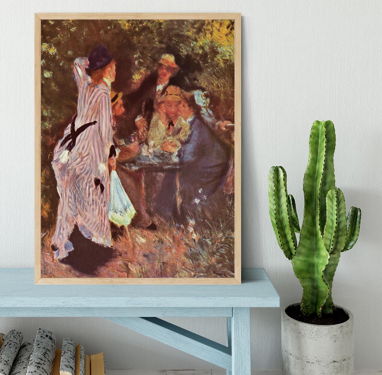 In the Garden in the garden bower of Moulin de la Galette by Renoir Framed Print - Canvas Art Rocks - 4