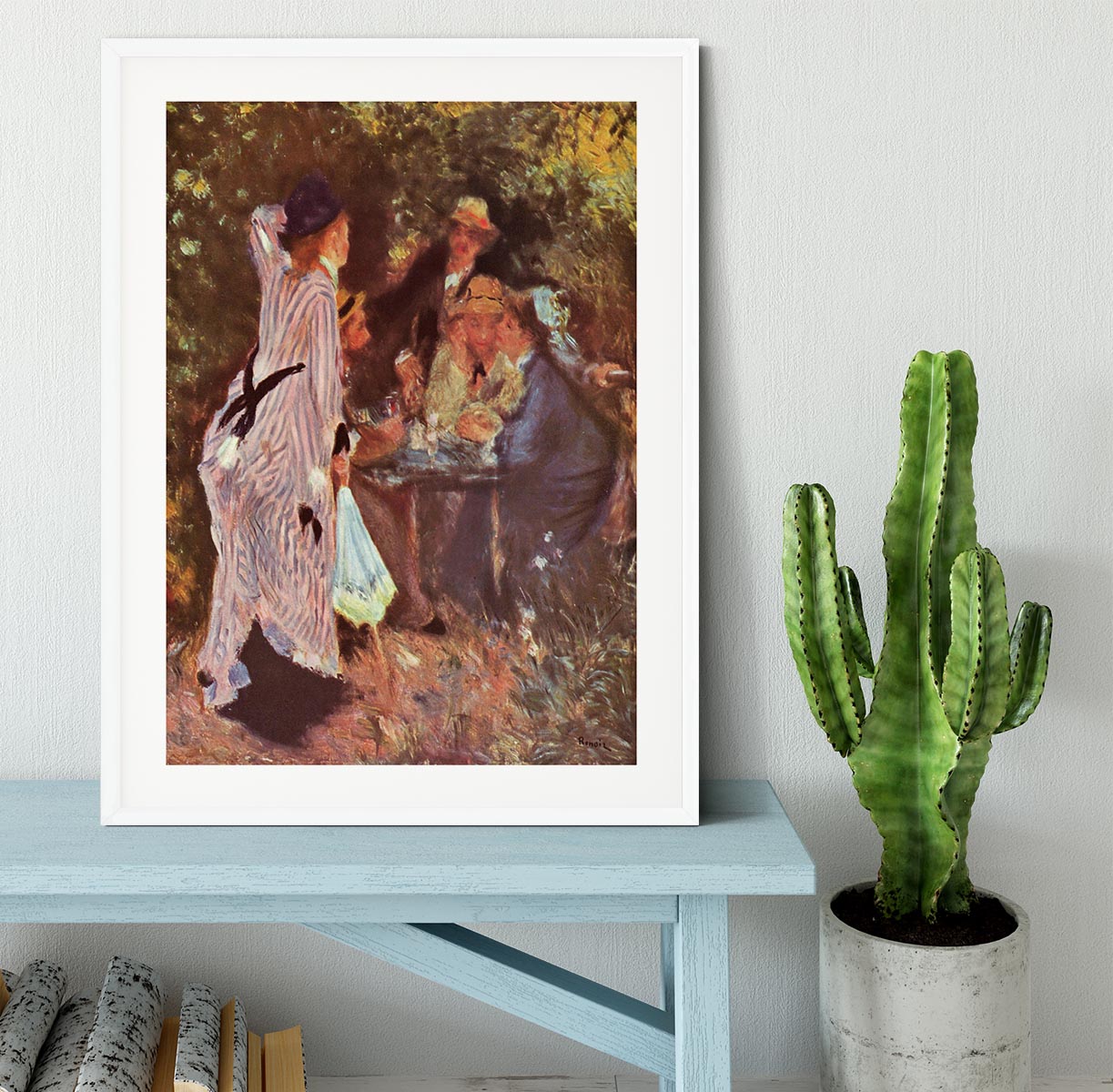 In the Garden in the garden bower of Moulin de la Galette by Renoir Framed Print - Canvas Art Rocks - 5
