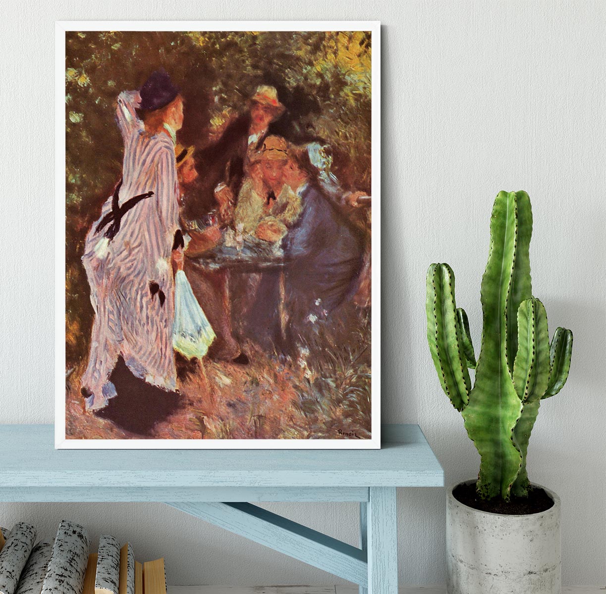 In the Garden in the garden bower of Moulin de la Galette by Renoir Framed Print - Canvas Art Rocks -6