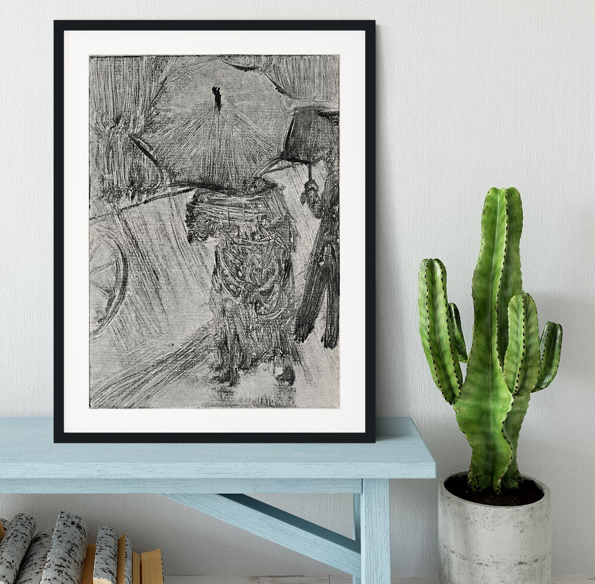 In the Rain by Degas Framed Print - Canvas Art Rocks - 1