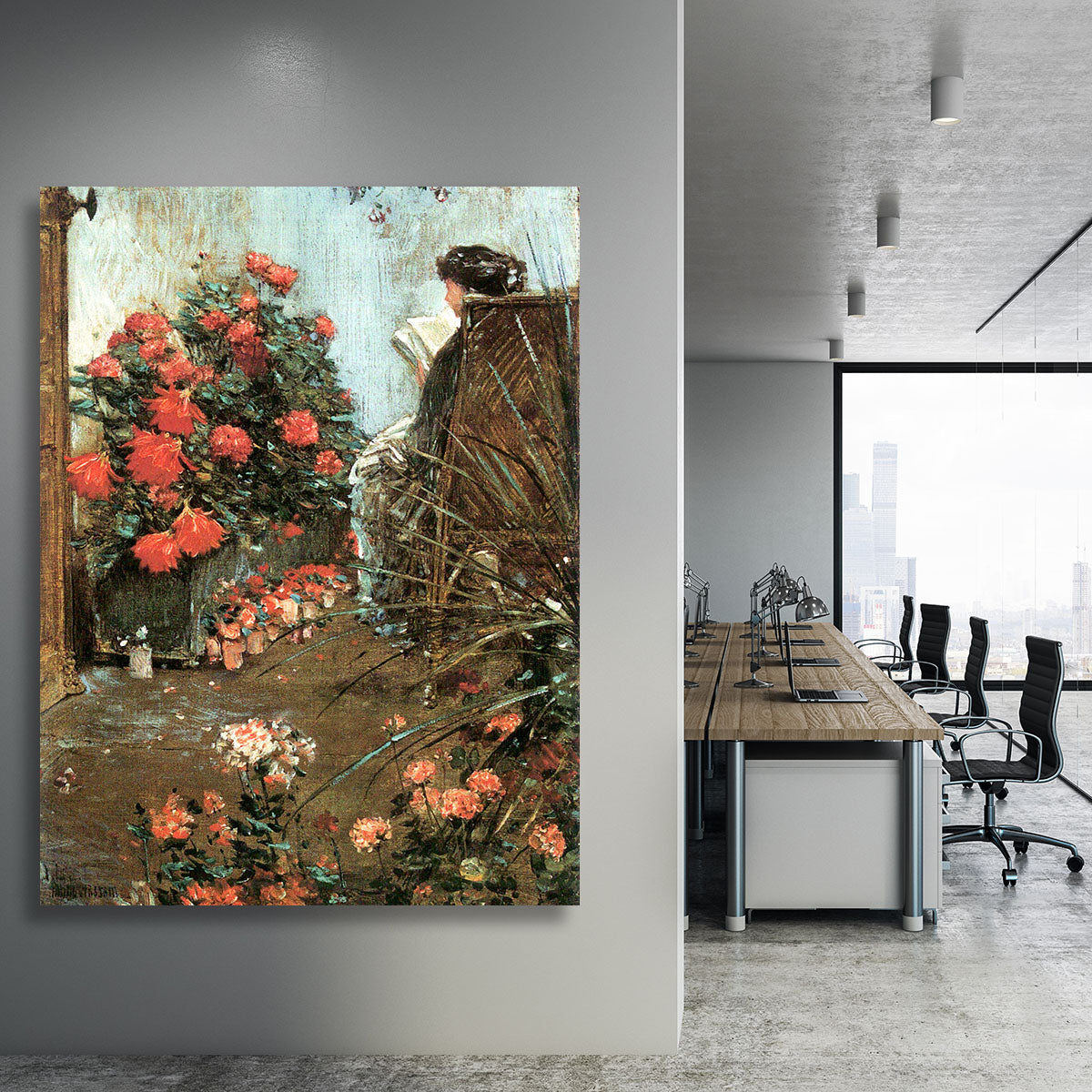 In the garden in Villiers-le-Bel by Hassam Canvas Print or Poster - Canvas Art Rocks - 3