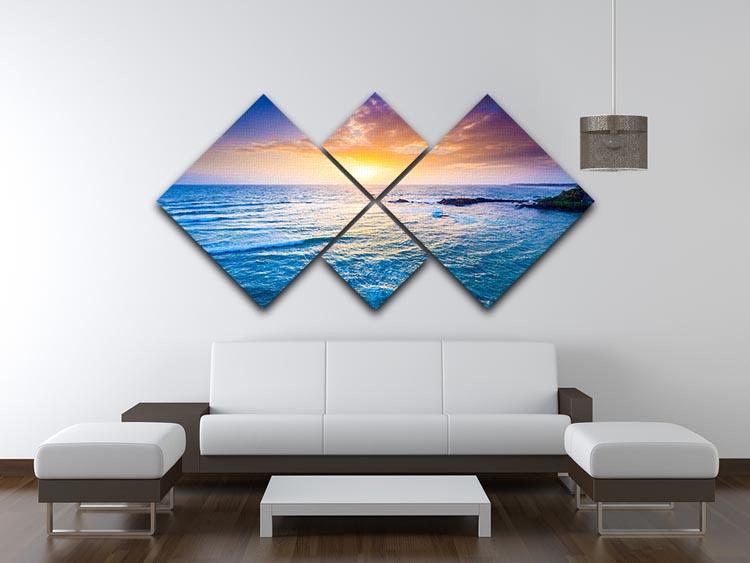 Indian ocean on sunset 4 Square Multi Panel Canvas - Canvas Art Rocks - 3