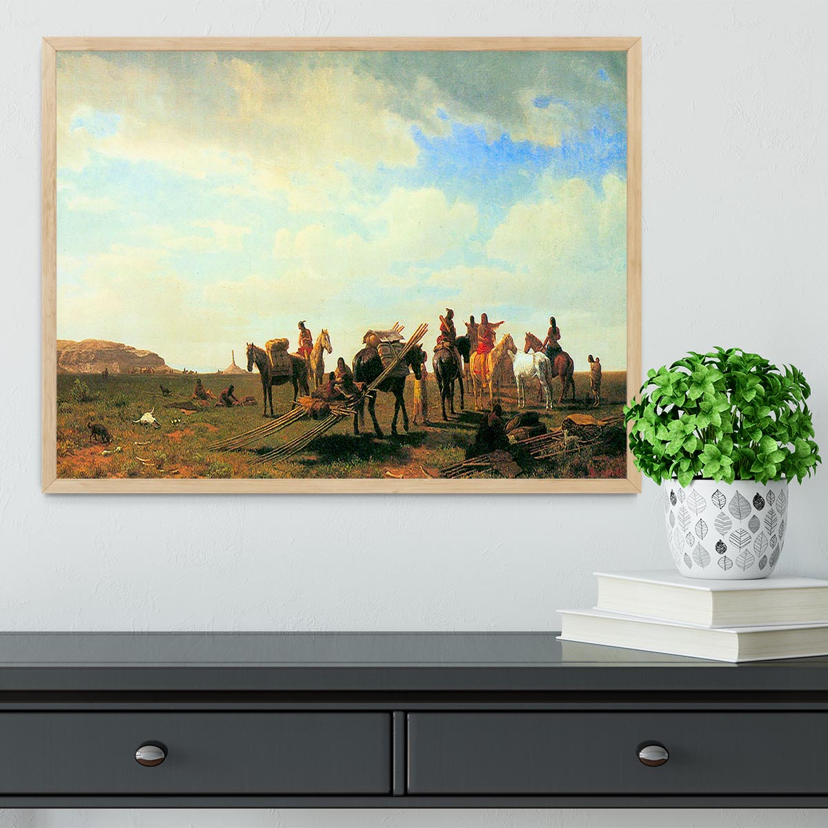 Indians near Fort Laramie by Bierstadt Framed Print - Canvas Art Rocks - 4