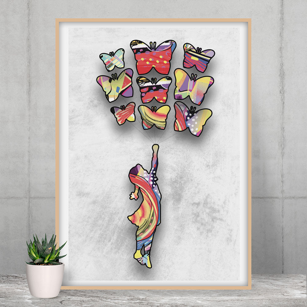 Inspired By Flying Butterflies Framed Print or Poster