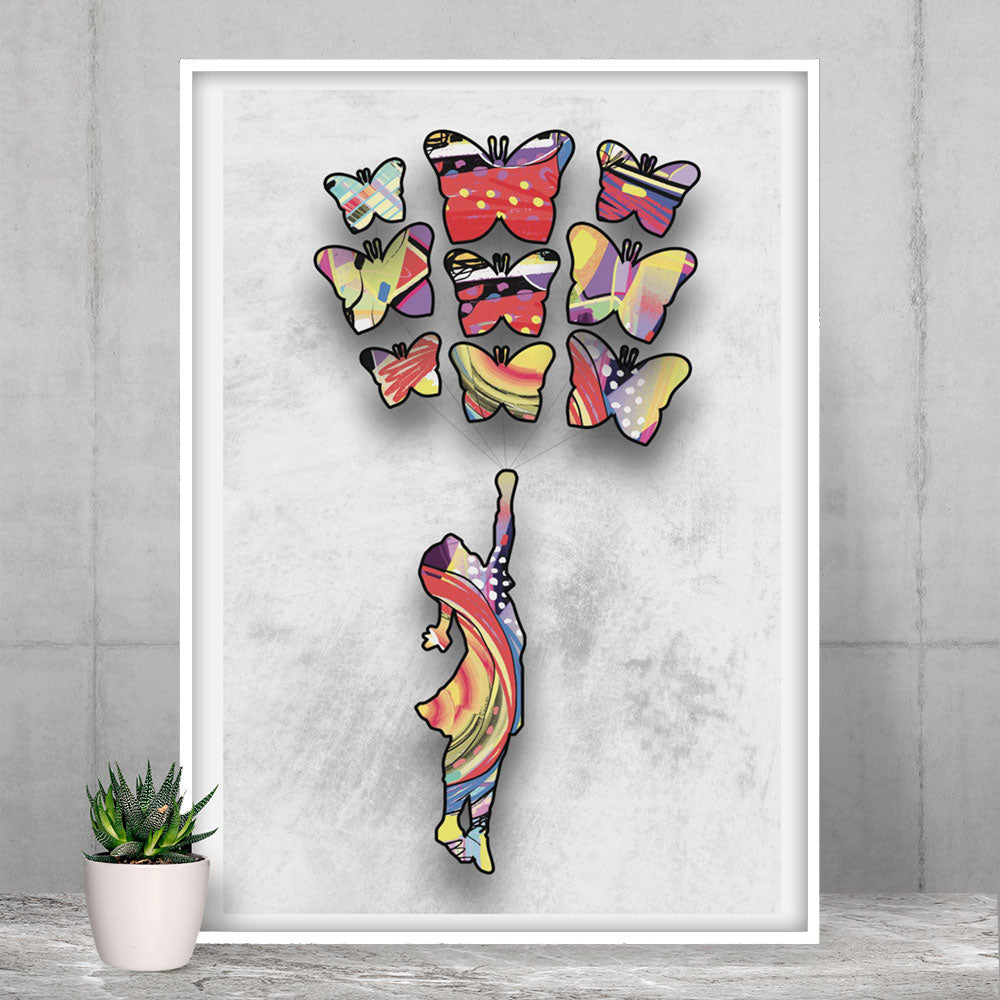 Inspired By Flying Butterflies Framed Print or Poster