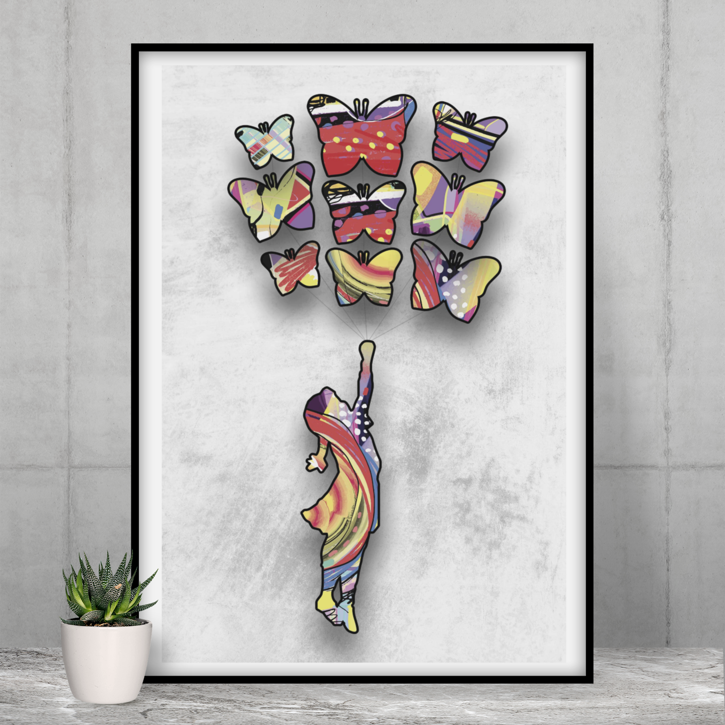 Inspired By Flying Butterflies Framed Print or Poster