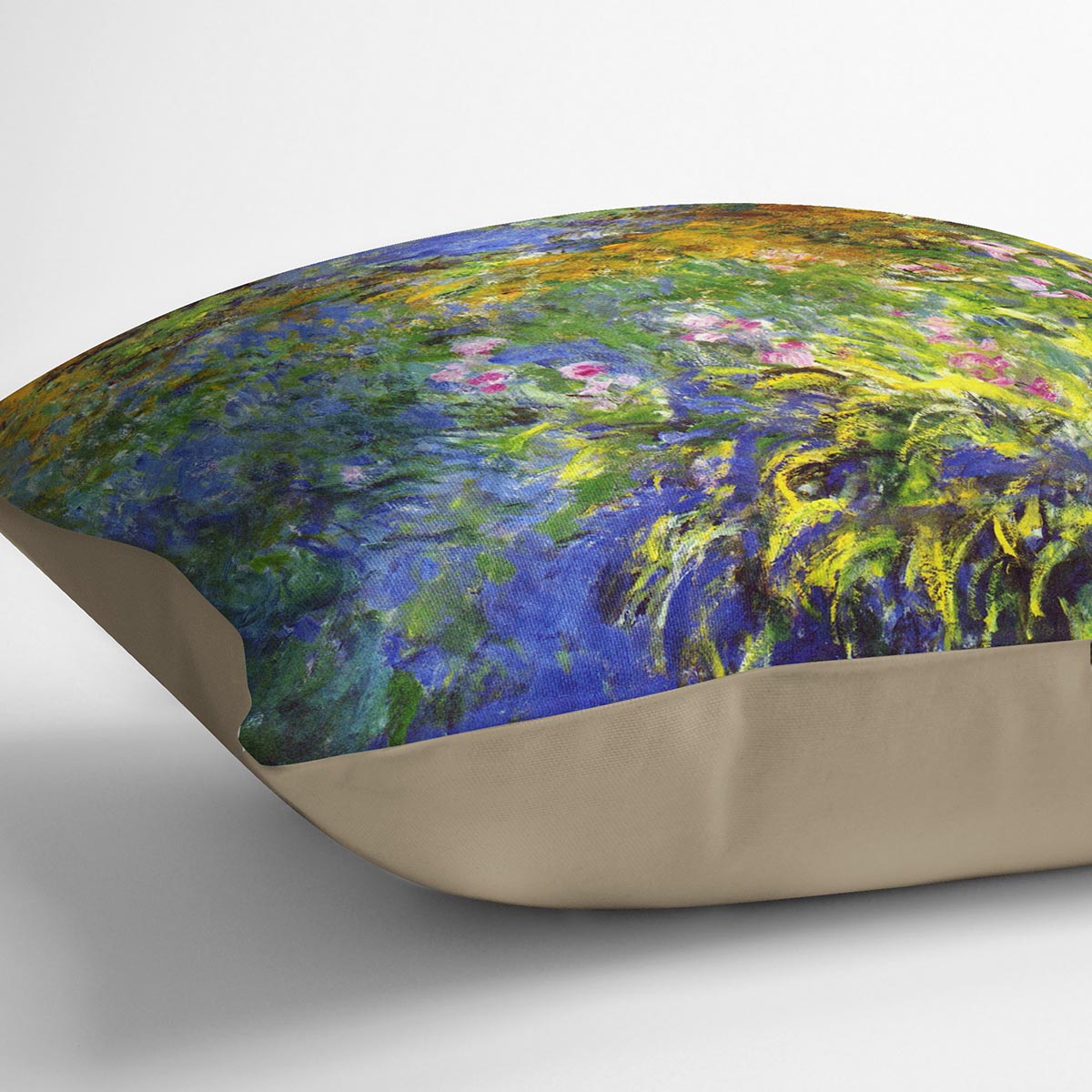 Iris at the sea rose pond 2 by Monet Cushion