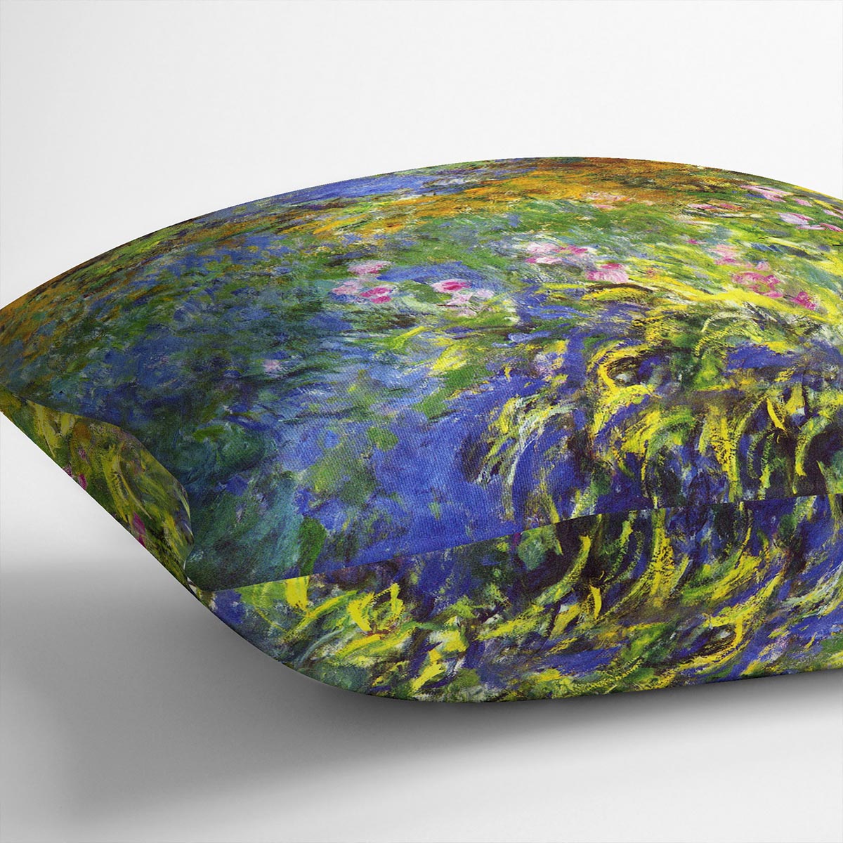Iris at the sea rose pond 2 by Monet Cushion