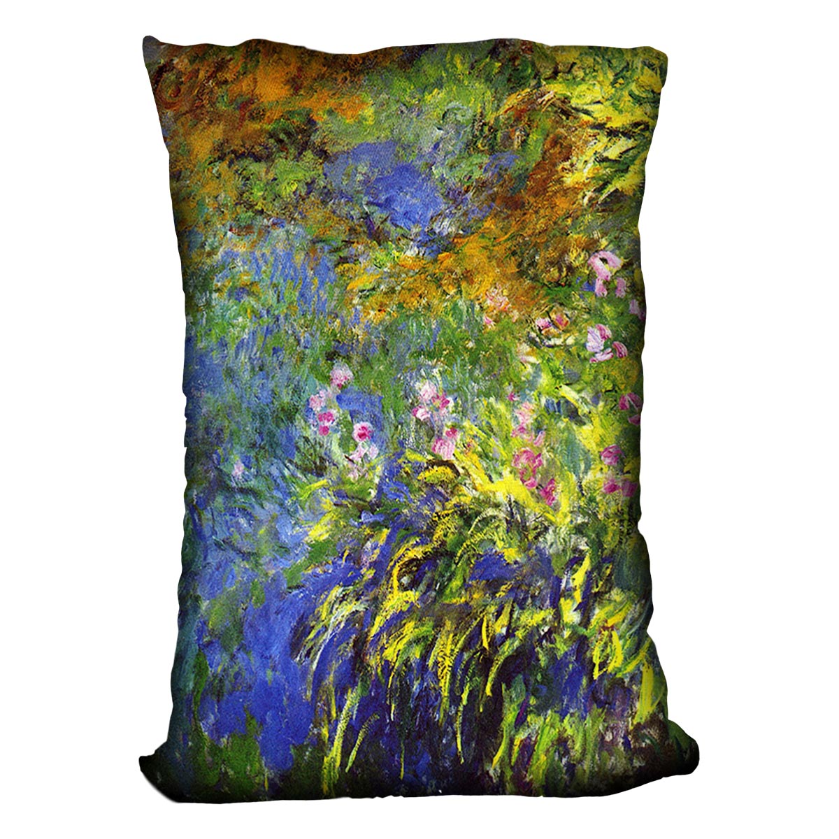 Iris at the sea rose pond 2 by Monet Cushion