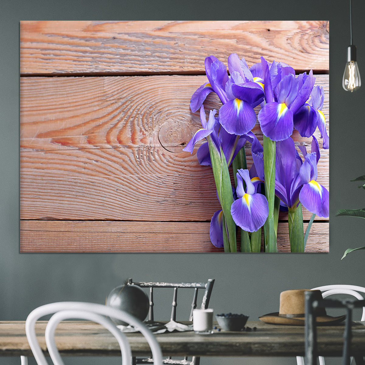 Iris on an old wooden background Canvas Print or Poster - Canvas Art Rocks - 3
