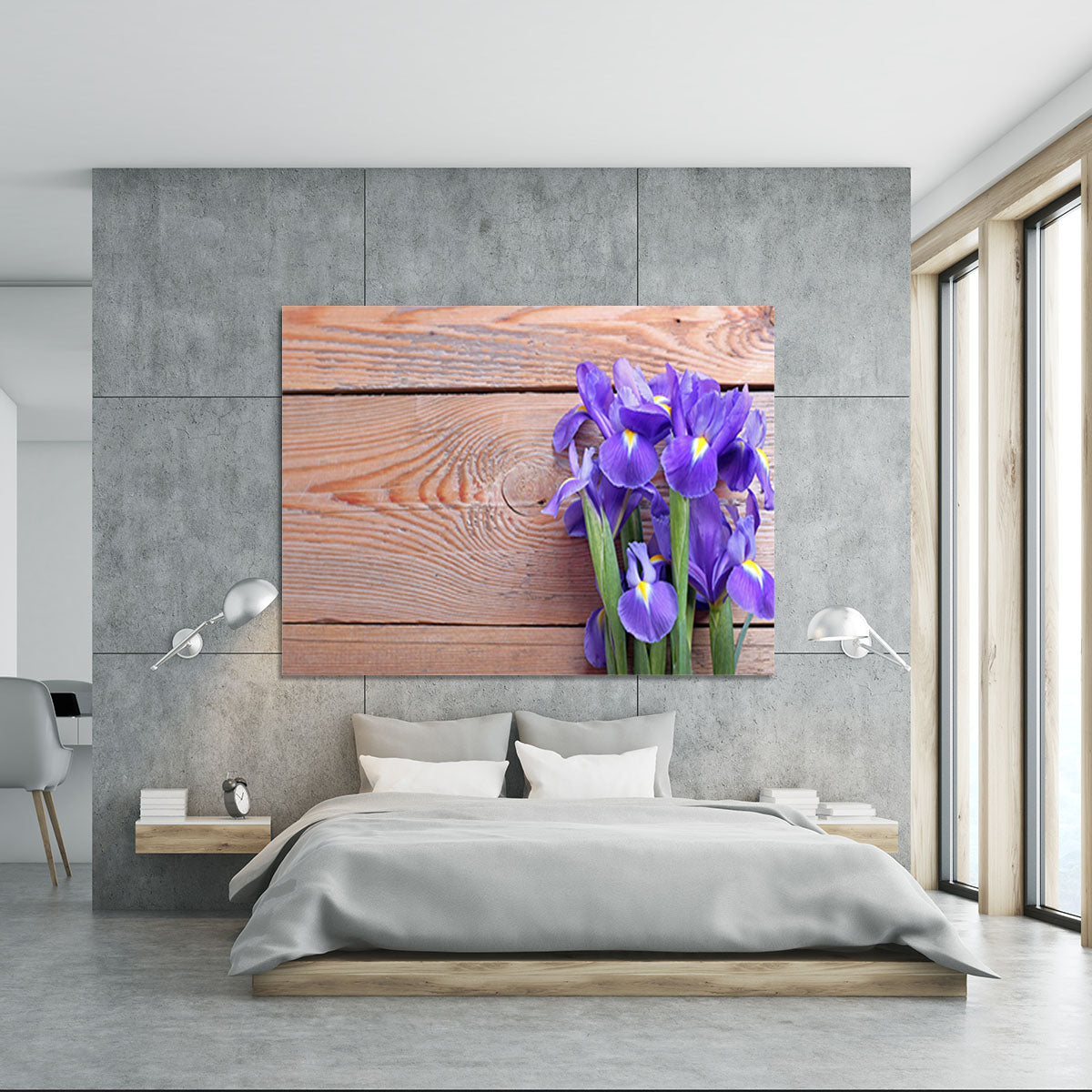 Iris on an old wooden background Canvas Print or Poster - Canvas Art Rocks - 5