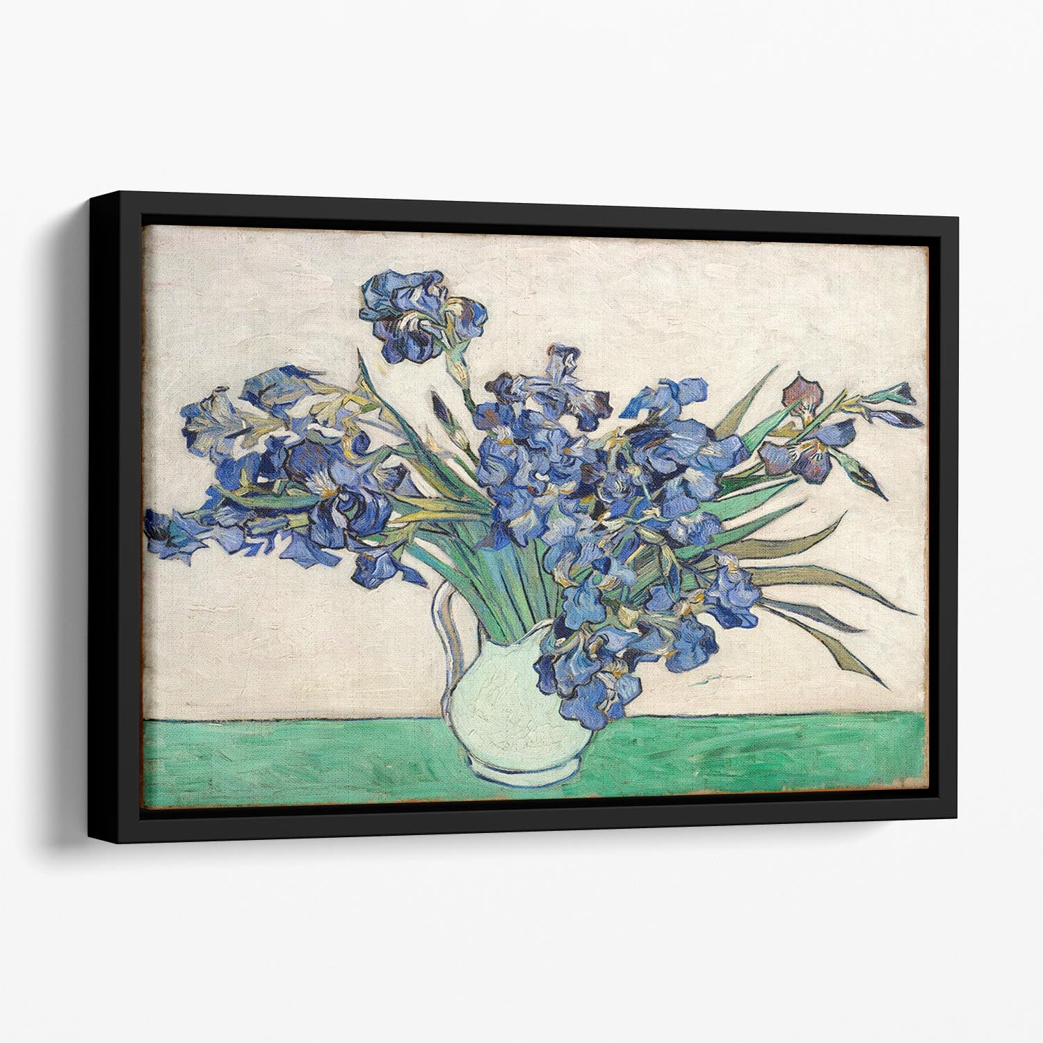 Irises in a vase Floating Framed Canvas