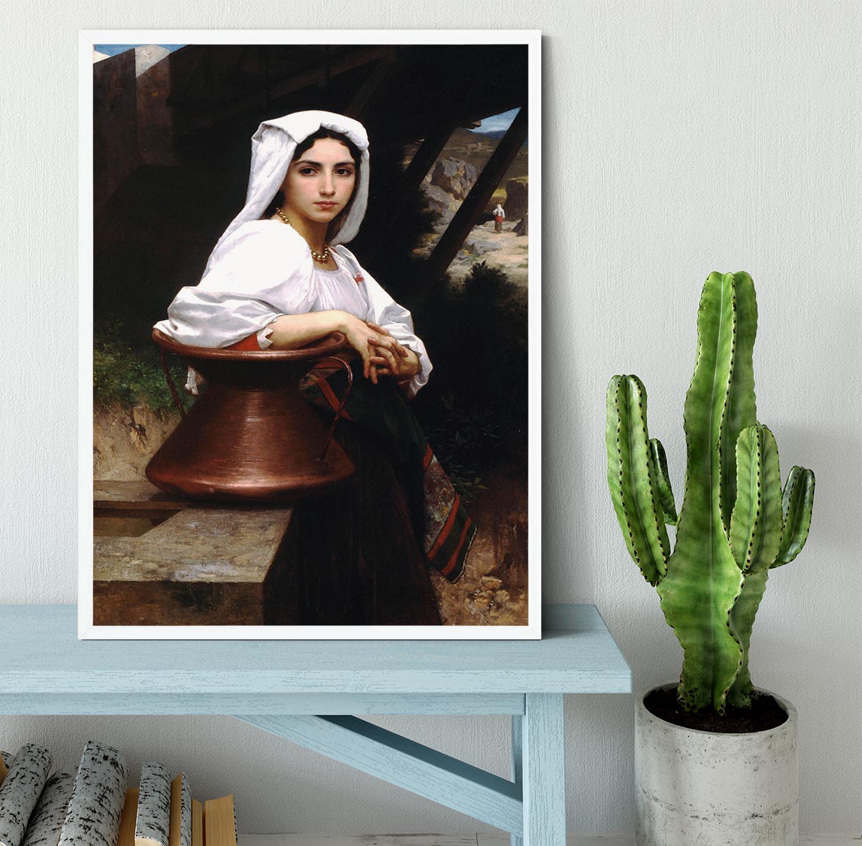 Italian Girl Drawing Water By Bouguereau Framed Print - Canvas Art Rocks -6