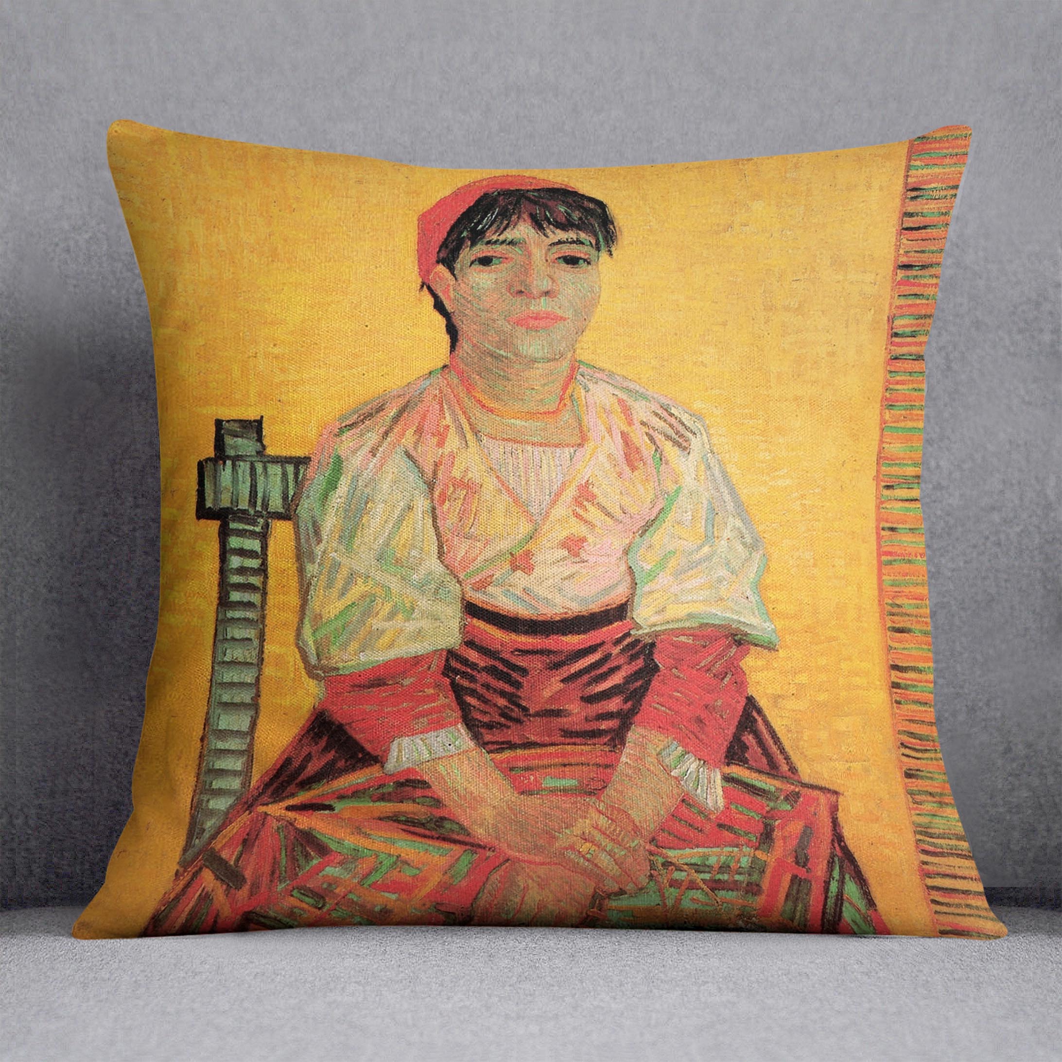 Italian Woman Agostina Segatori by Van Gogh Cushion