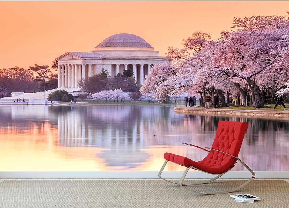 Jefferson Memorial during the Cherry Blossom Festival Wall Mural Wallpaper - Canvas Art Rocks - 2