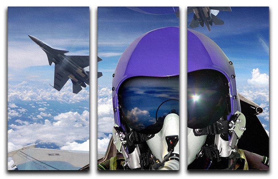 Jet fighter pilot cockpit view 3 Split Panel Canvas Print - Canvas Art Rocks - 1