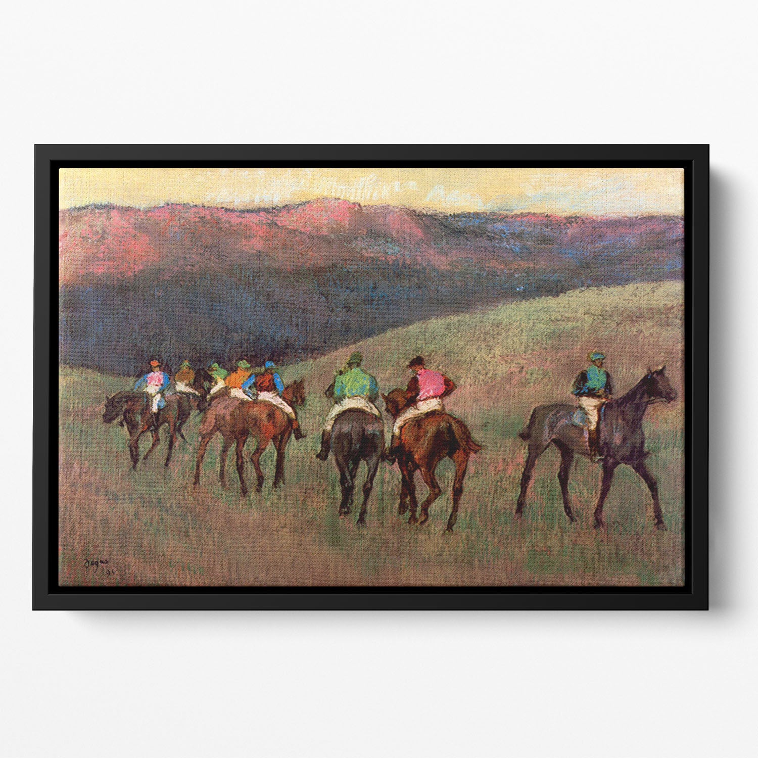 Jockeys in Training by Degas Floating Framed Canvas