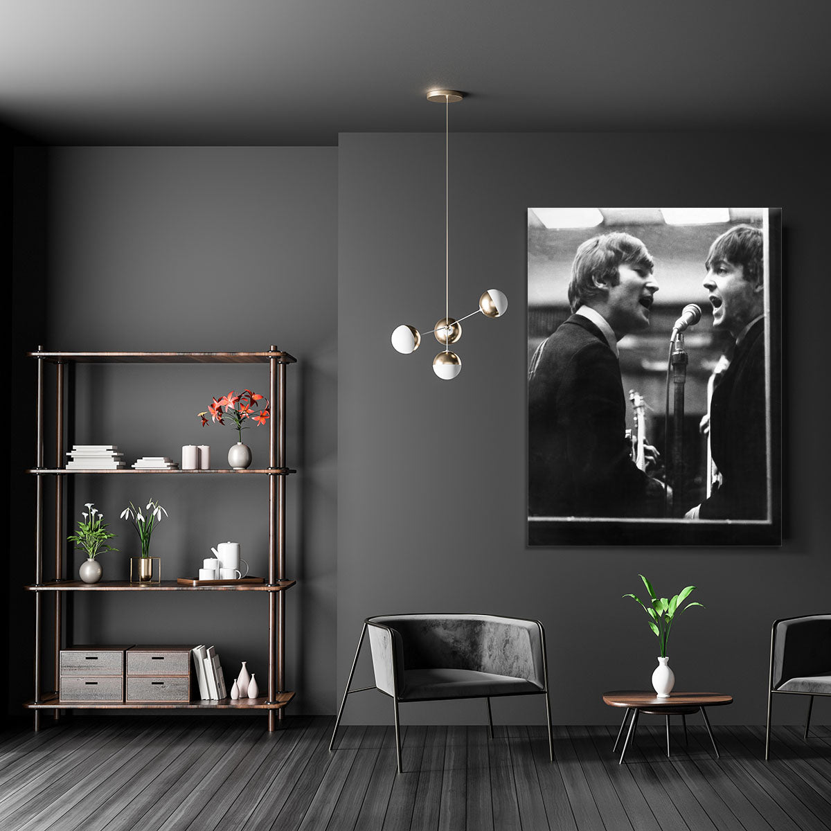 John Lennon and Paul McCartney in a recording studio Canvas Print or Poster - Canvas Art Rocks - 5