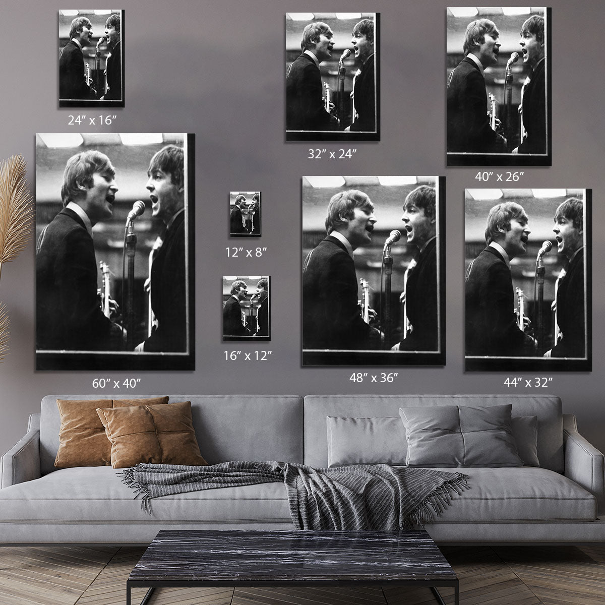 John Lennon and Paul McCartney in a recording studio Canvas Print or Poster - Canvas Art Rocks - 7