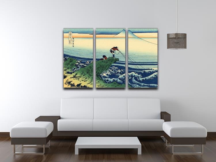 Kajikazawa in Kai province by Hokusai 3 Split Panel Canvas Print - Canvas Art Rocks - 3